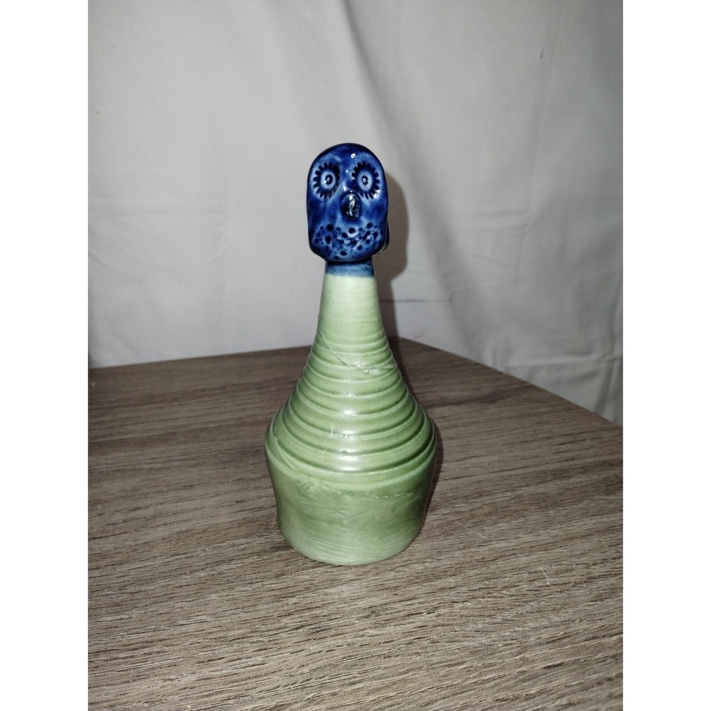 Blue & Green Owl Pottery Piece